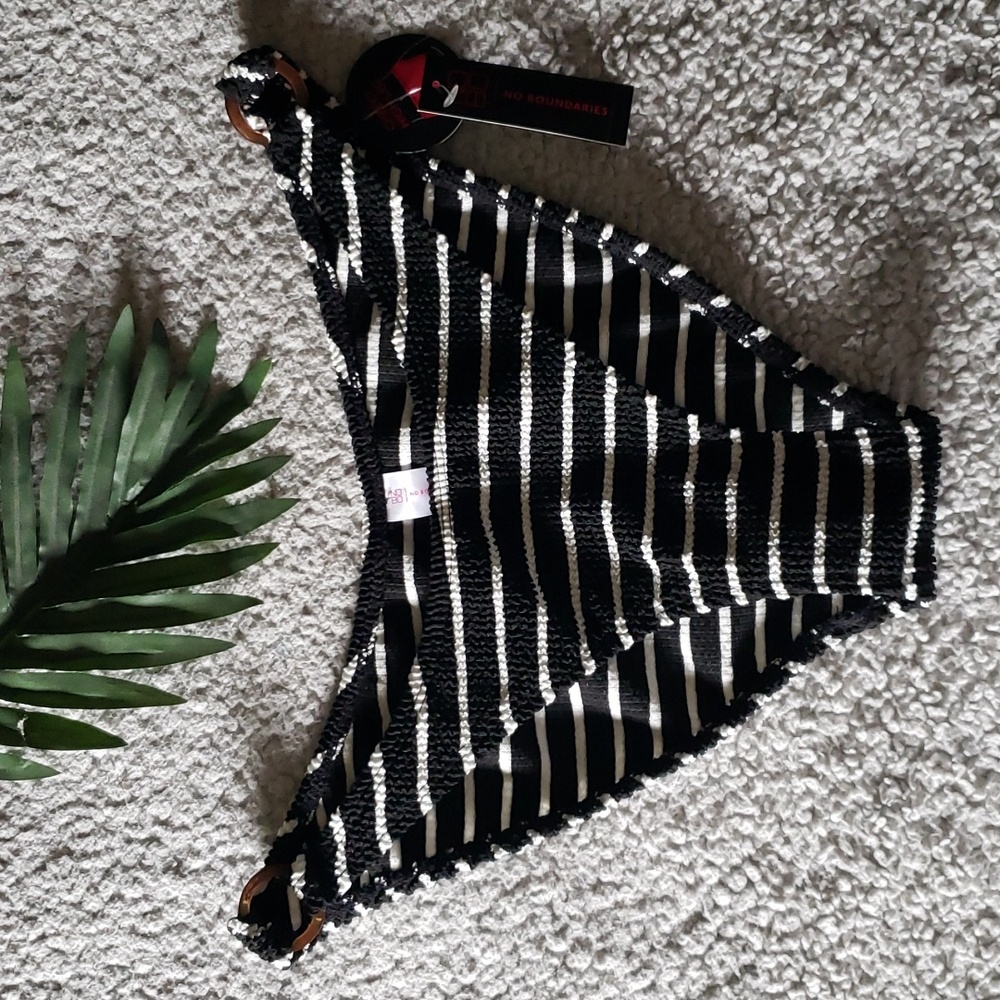 NWT Textured Striped Cheeky High Leg Bikini Bottoms